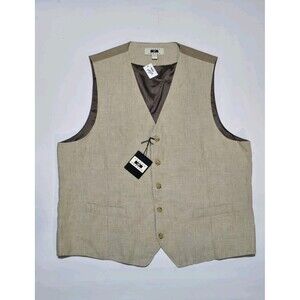 Joseph Abboud Waistcoat Men's XXL Formal Dress Suit Vest 5-Button 100% Linen NWT